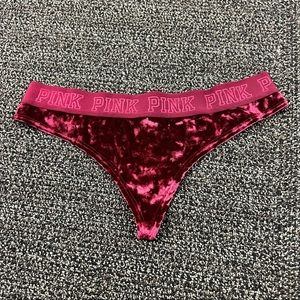 PINK velvet thong, NWOT